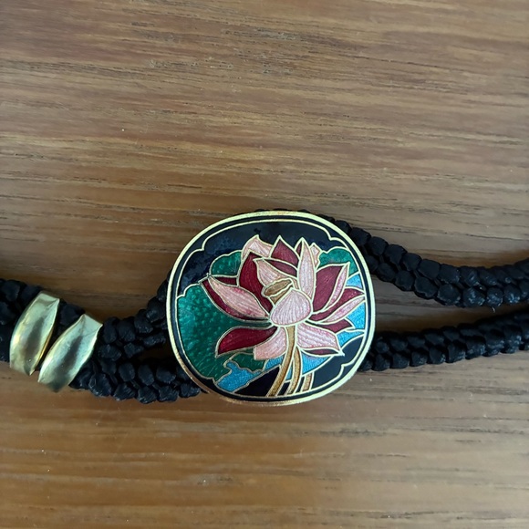 Cloisonné buckle Black Braided Stretch Belt - Picture 3 of 6